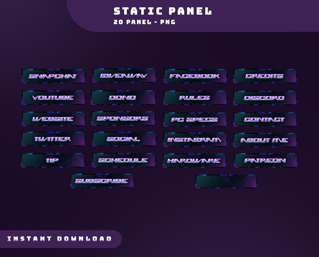 Lumina Mesh Static Panel Stream Overlay Package, Neon Stream Panel ...