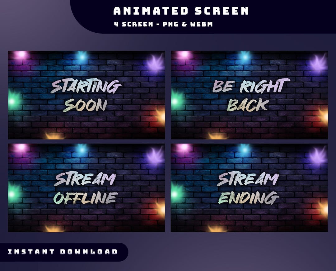 Stream Wall Radiant Wall Animated Stream Screen Overlay Package, Neon Sream Screen ...
