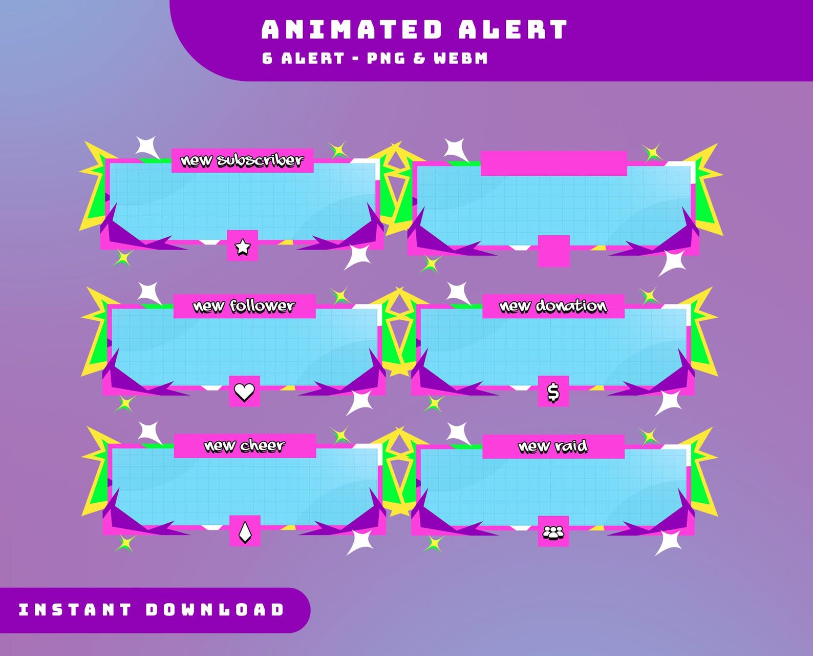 Colorful Animated Stream Overlay Package, Comic Stream Overlay, Arcade ...