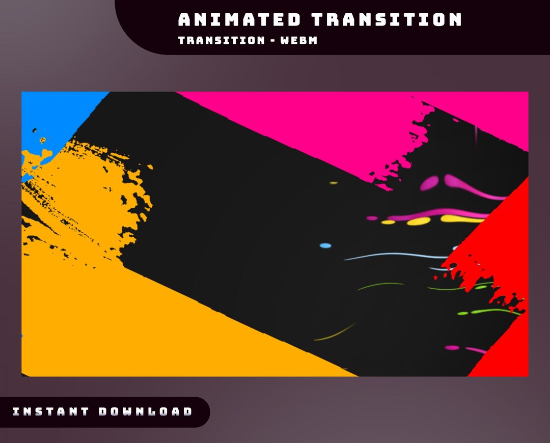 Color Drip Animated Stream Stinger Transition Overlay Package, Neon ...