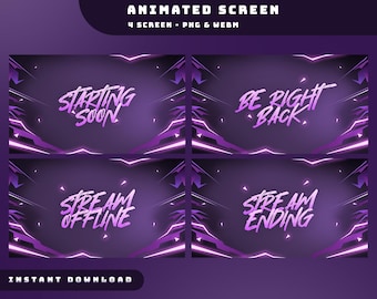 Ultraviolet Burst Animated Stream Screen Overlay Package, Purple Pink Vtuber, Neon Stream Twitch, Futuristic Stream Design, Twitch Overlay