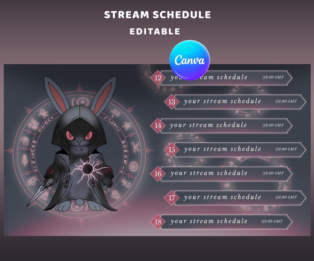 Abyss Bunny Stream Schedule Overlay Package, Stream Schedule Twitch ...