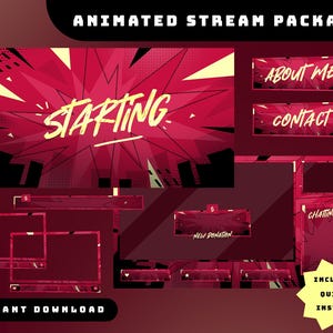 Voltage City Animated Stream Overlay Package, Vibrant Design Twitch Overlay, Dynamic Impact Stream, Retro Vibes, Abstract Power, Cam, Label