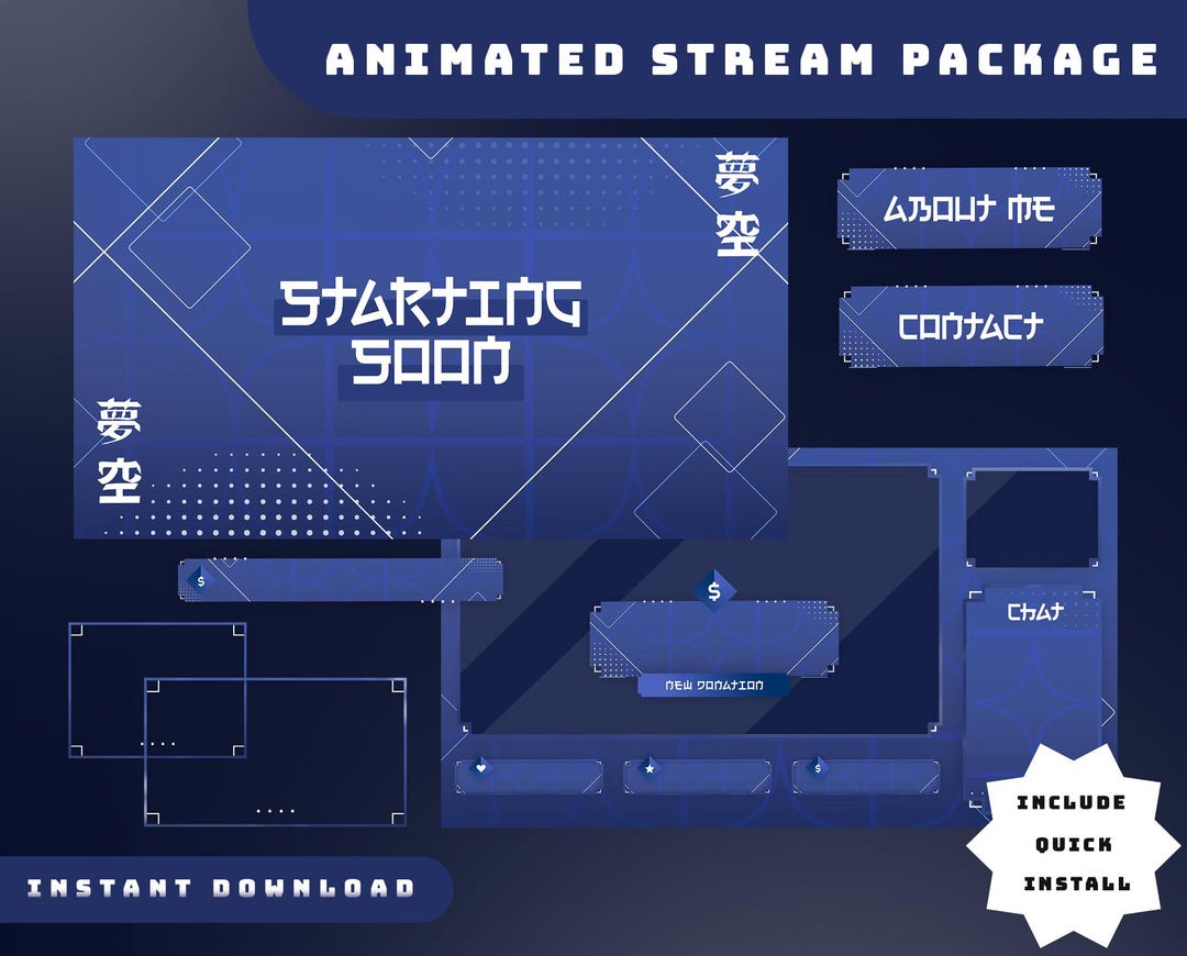 Radiant Blueprint Animated Stream Overlay Package, Futuristic Stream ...