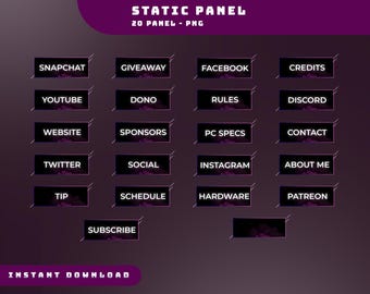 Verträumte Wolken Static Panel Stream Overlay Paket, Galaxie Wolke Panel Design, Minimalist Lila Twitch, Ästhetischer Vtuber, Elegante Panels