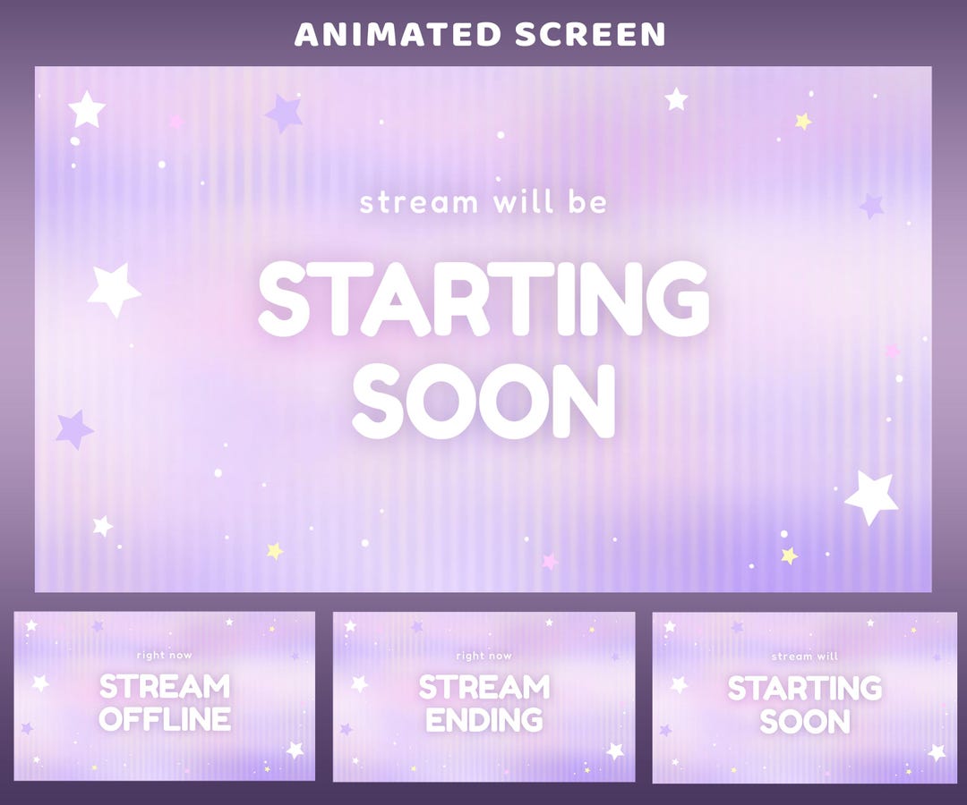 Sweet Stars Animated Stream Screen Overlay Package, Purple and Pink ...