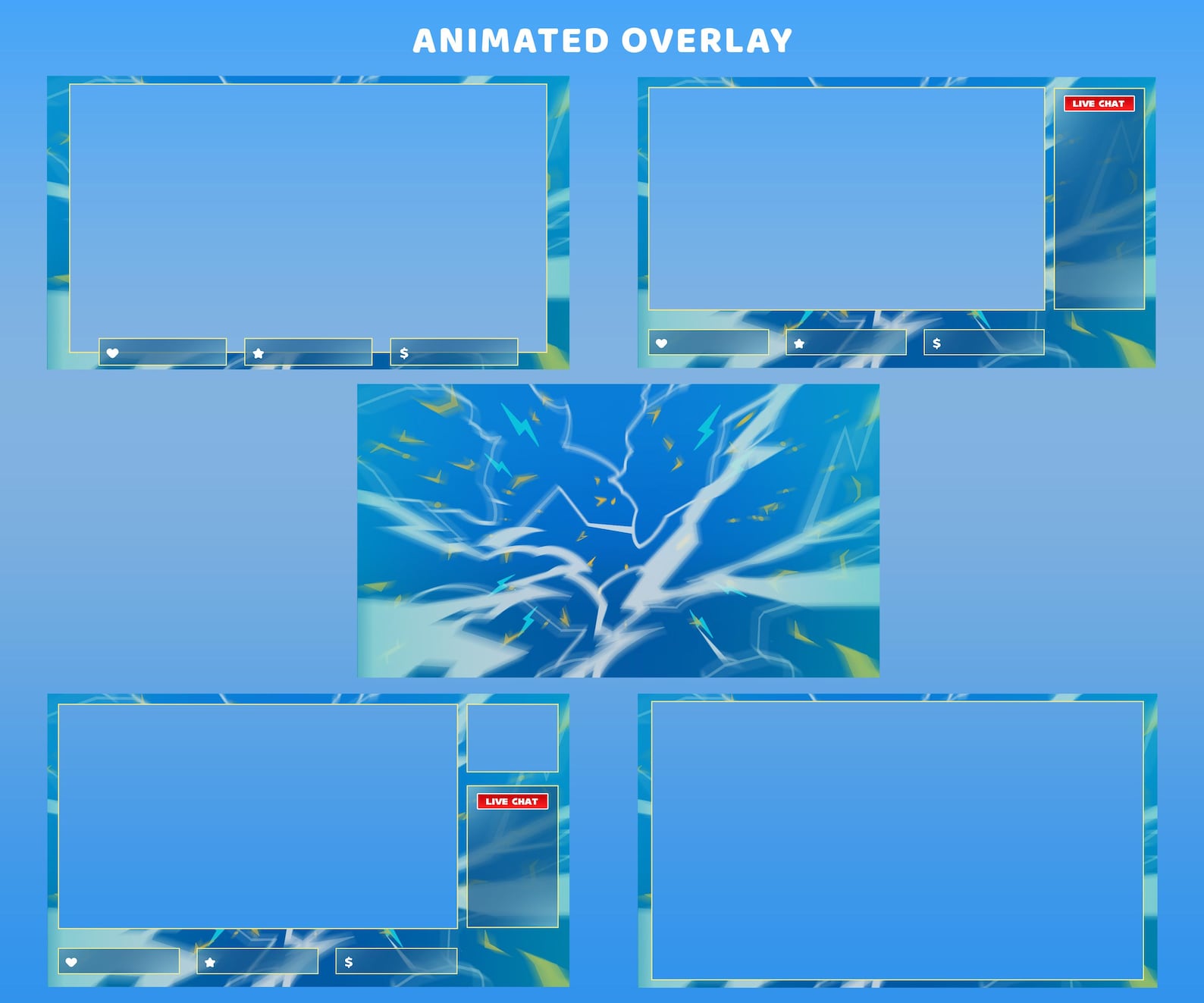 Speed Runner Animated Stream Overlay Package, Blue Theme Stream ...