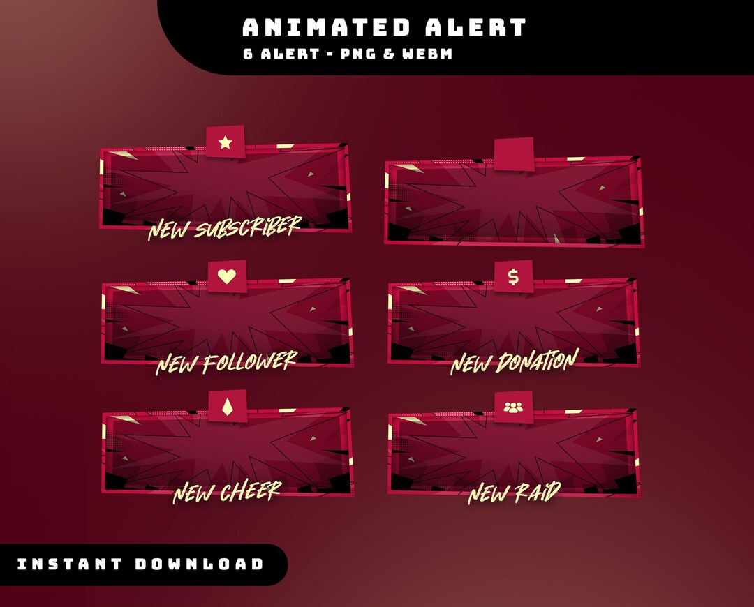 Voltage City Animated Stream ALARM Overlay Paket, Rot Gelb Explosion ...