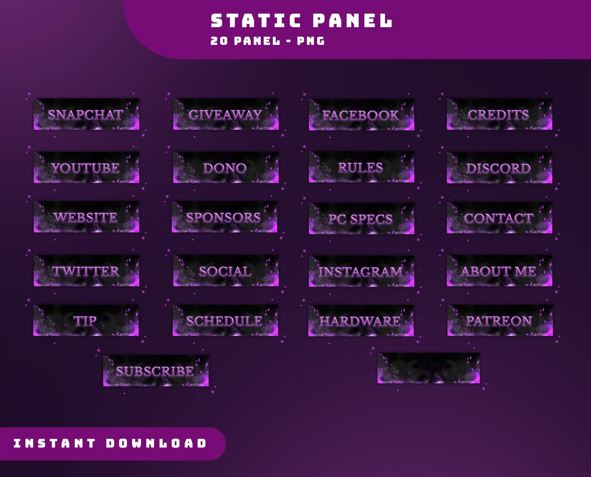 Glitch Flare Animated Stream Overlay Package, Purple Animated Overlay ...