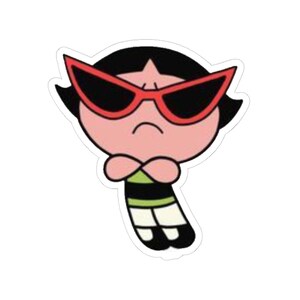 Power Puff Girls Green Butter Cup Meme Sticker, Cartoon Character Decal, Laptop Sticker, Cute Vinyl Sticker, Hydro Flask Sticker