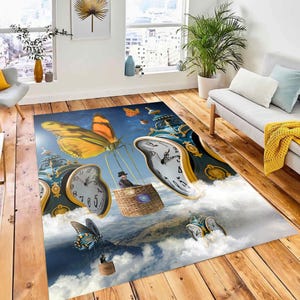 Time Travelling Art Rug | Salvador Dali Print | Surreal Decorative Canvas | Gift for Her | Unique Home Decor Rug | Bamboo Rug | Area Rug