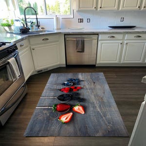 Mixed Fruit Kitchen Rug - Strawberry Blackberry Raspberry Blueberry Design,Colorful Kitchen Mat,Fruit Themed Rug, Kitchen Decor,Non-Slip Rug
