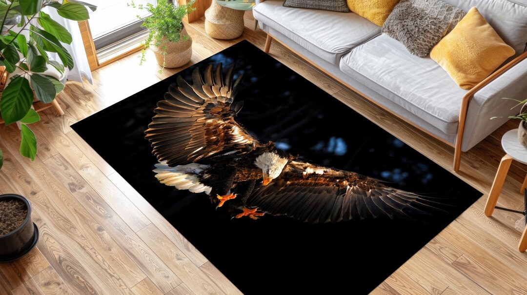 Majestic Bald Eagle Flying Rug, Rustic Wildlife Bird Carpet - Etsy