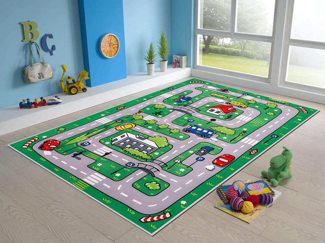 Car Road Map Rug Custom Car Play Rug: Kids Road Map Rug, Children's Room Decor - Etsy UK
