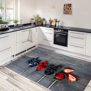 Mixed Fruit Rug For Kitchen, Forest Fruit Rug,Fruit Rug, Kitchen Rug, Kitchen Decor, Fruit Themed Rug, Kitchen Carpet, Bamboo rug
