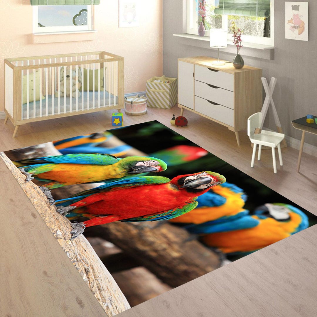 Vasa Parrot Rug Colorful Macaw Parrot Rug: Tropical Bird Kids Room Decor - Etsy