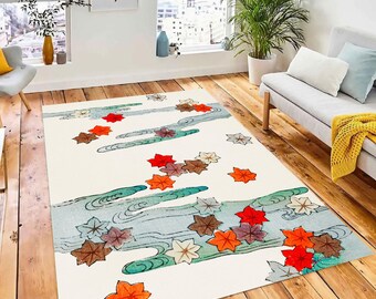 Herfsttapijt met Japanse kunst: vintage oosters antislipontwerp