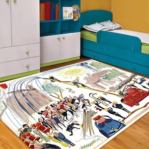 Ludwig Bemelmans&#39;most beautiful story madeline,artistic rug,home decor,best gift,educational rug,kids room rug,bamboo rug,soft textured rug