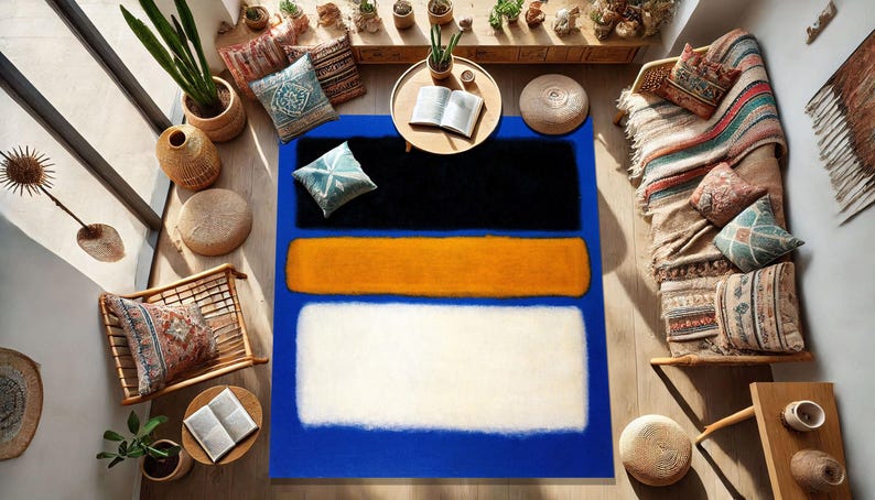 Blue Mark Rothko Rug, Elegant Modern Rug,washable Non-slip Rug ...