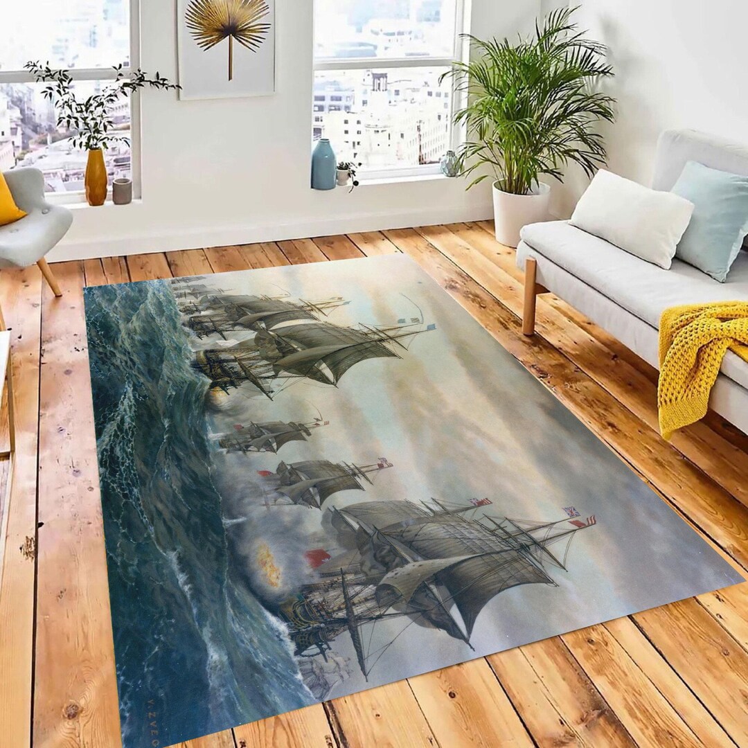 Naval Battle Ship Rug: Bamboo Sailor Gift Rug - Etsy