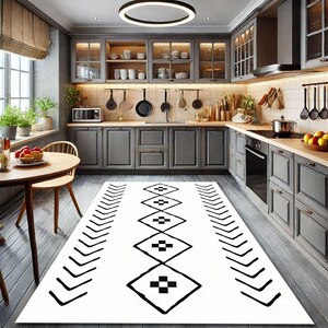 Classic Patterned Bamboo Rug,Machine Washable, Non-Slip Modern Area Rug with Traditional Motif for Home Decor,Kitchen And Living Room Rug