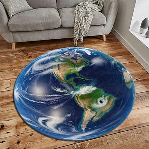 Alfombra redonda con estampado de mapa del mundo: alfombra grande con mapa del mundo, arte espacial de la NASA, decoración con imágenes de satélite, alfombra americana para oficina y hogar, alfombra de bambú, alfombra de área