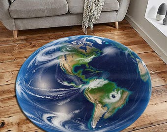 Rund jordkartamatta, NASA-satellitbild, stor världskartdekor