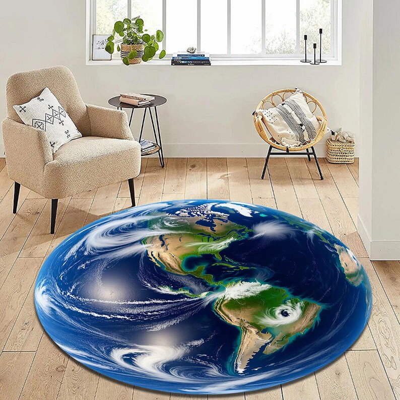 Nasa Rug Round Round Earth Map Rug, NASA Satellite Image, Large World Map Decor - Etsy ...