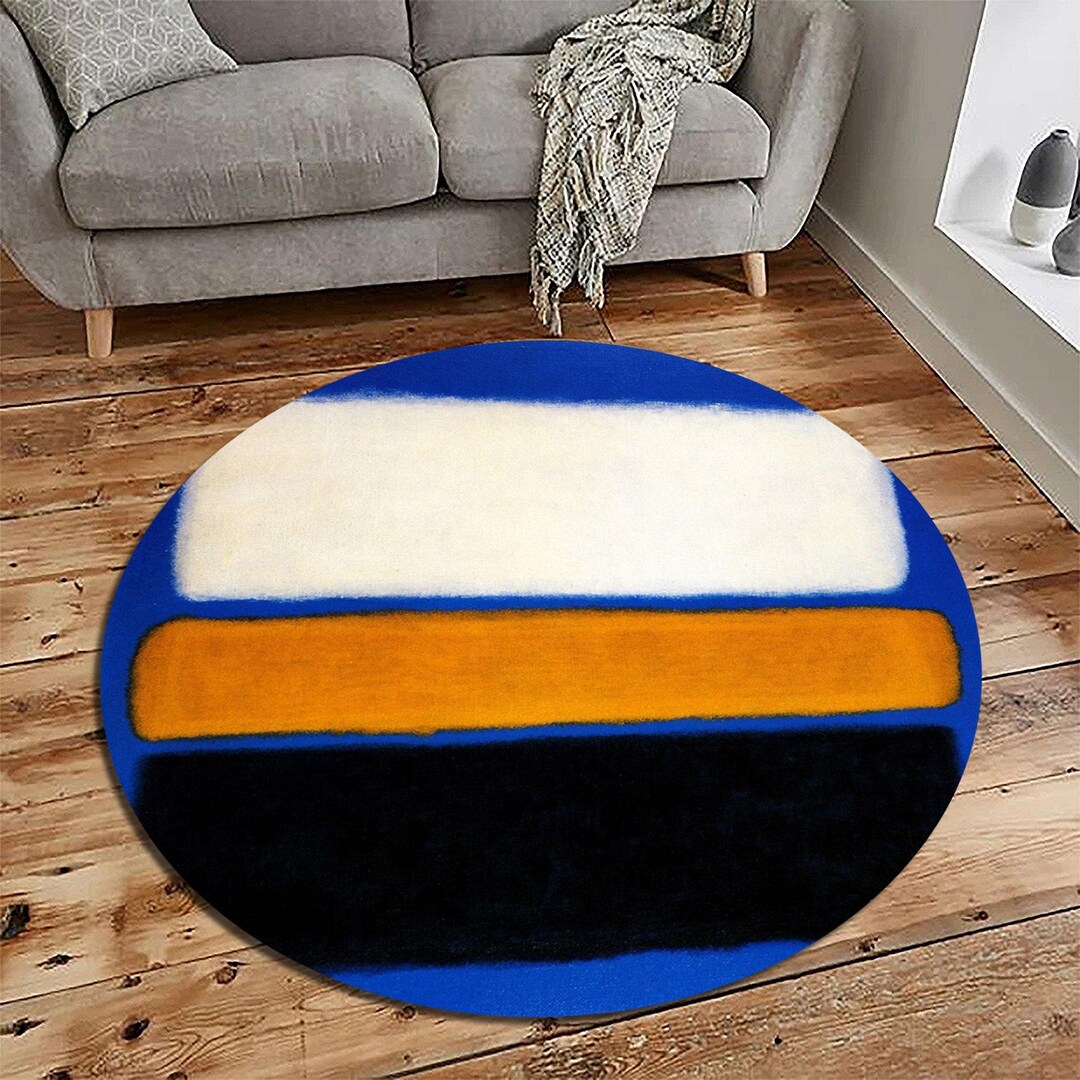 Blue Mark Rothko Round Rug: Modern Bamboo Fiber Decor - Etsy