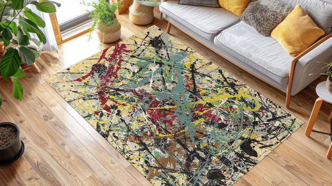 Pollock Splatter Print Rug: Modern Abstract Art Home Decor - Etsy