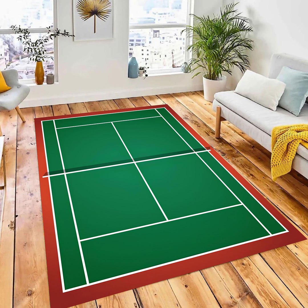Tennis Court Bamboo Rug: Green Sport Fan Carpet - Etsy