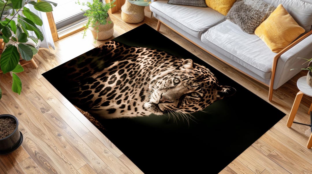 Leopard Print Bamboo Rug: Washable Modern Home Decor Rug - Etsy