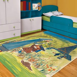 Madeline Ludwig Bemelmans, children&#39;s gift, bamboo rug, washable rug,antibacterial rug, special rug, kids room,youth room,story art,soft rug