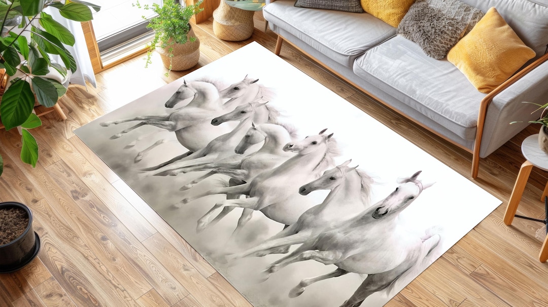 Running White Horses, Themed Rug,cool Animal,running Horses,horse ...