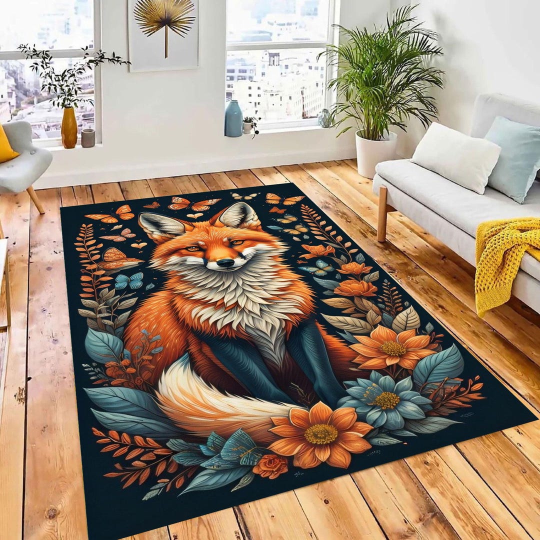 Fox Pattern Area Rug: Modern Art Home Decor - Etsy