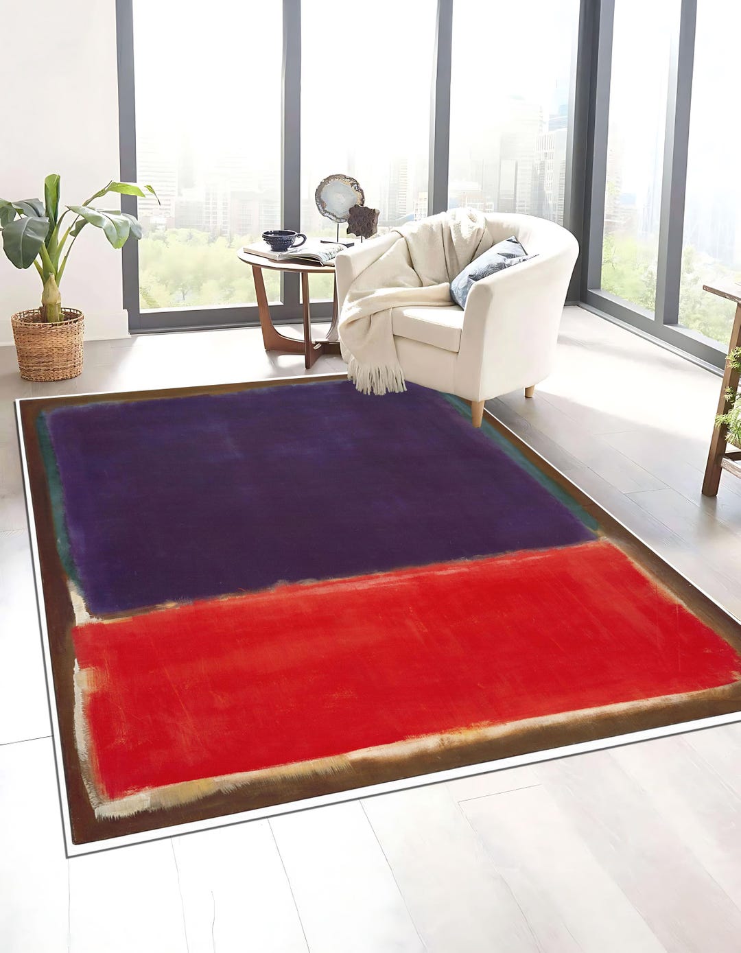 Mark Rothko Inspired Rug: Abstract Art, Soft Bamboo Texture - Etsy