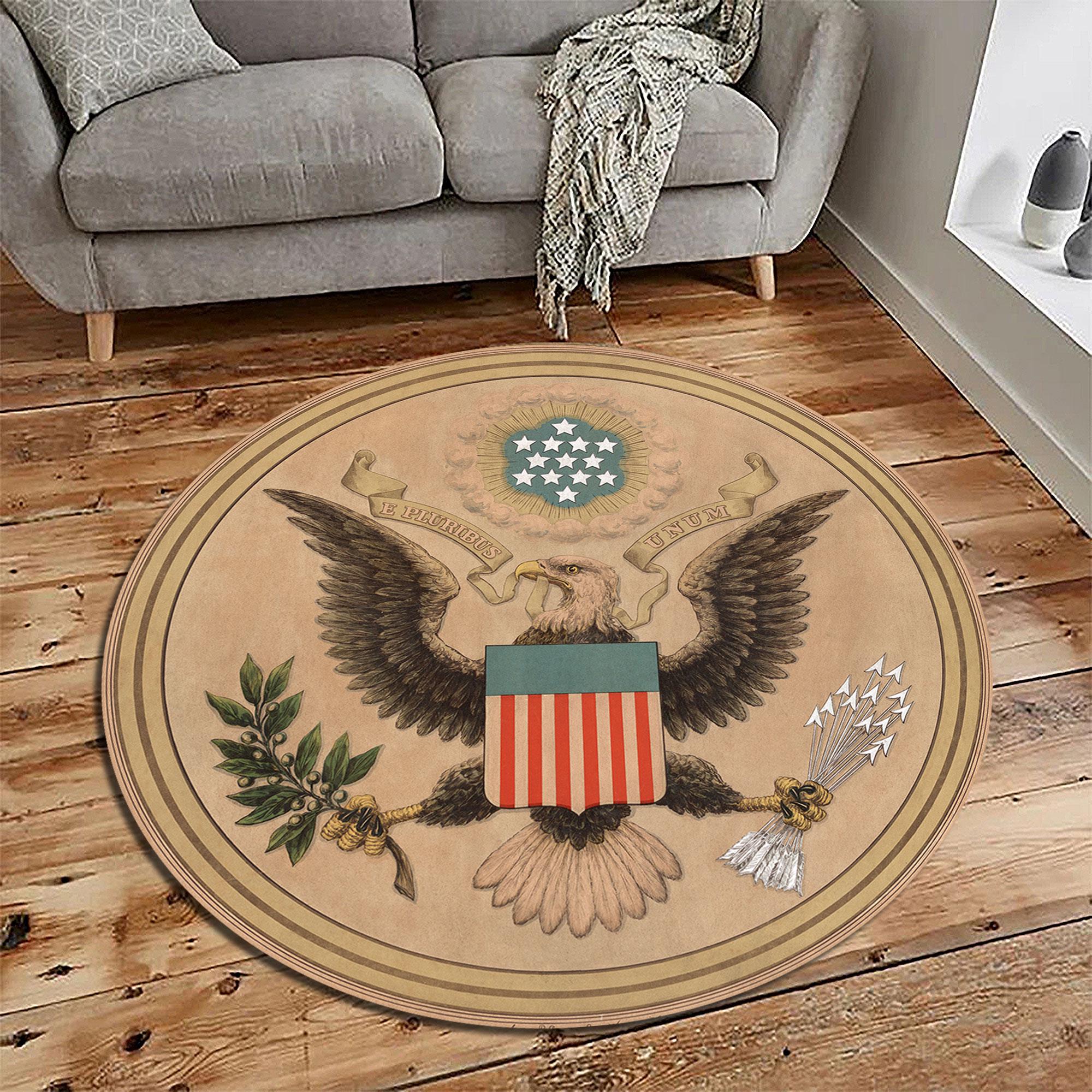 American Eagle Badge Round Rug: Bamboo Office Decor - Etsy