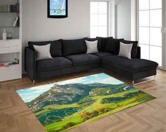 マウンテンリバータペストリーラグ：風景画のホームデコレーション