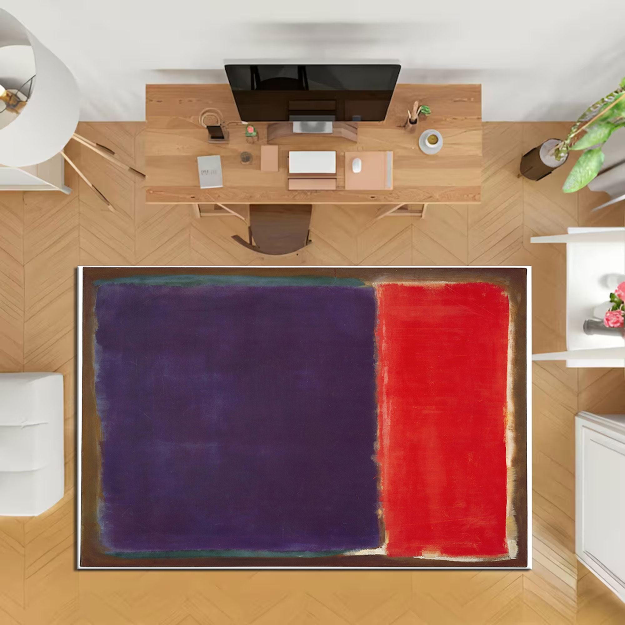 Mark Rothko Inspired Rug: Abstract Art, Soft Bamboo Texture - Etsy