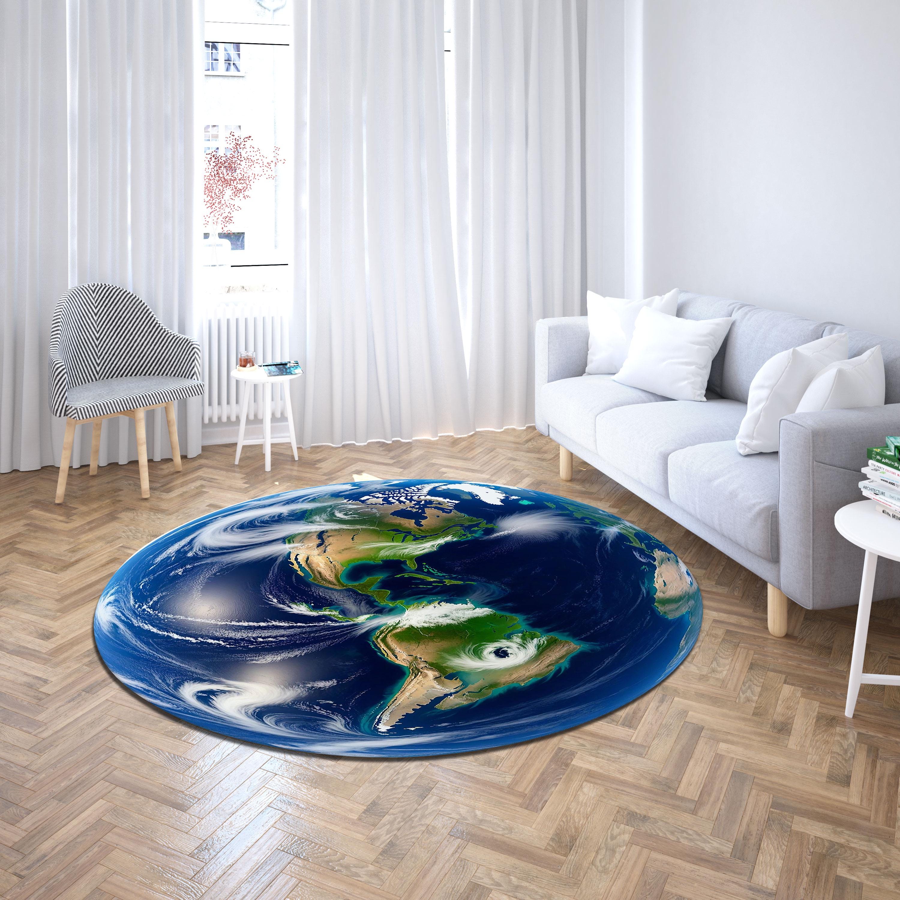 Nasa Rug Round Round Earth Map Rug, NASA Satellite Image, Large World Map Decor - Etsy ...