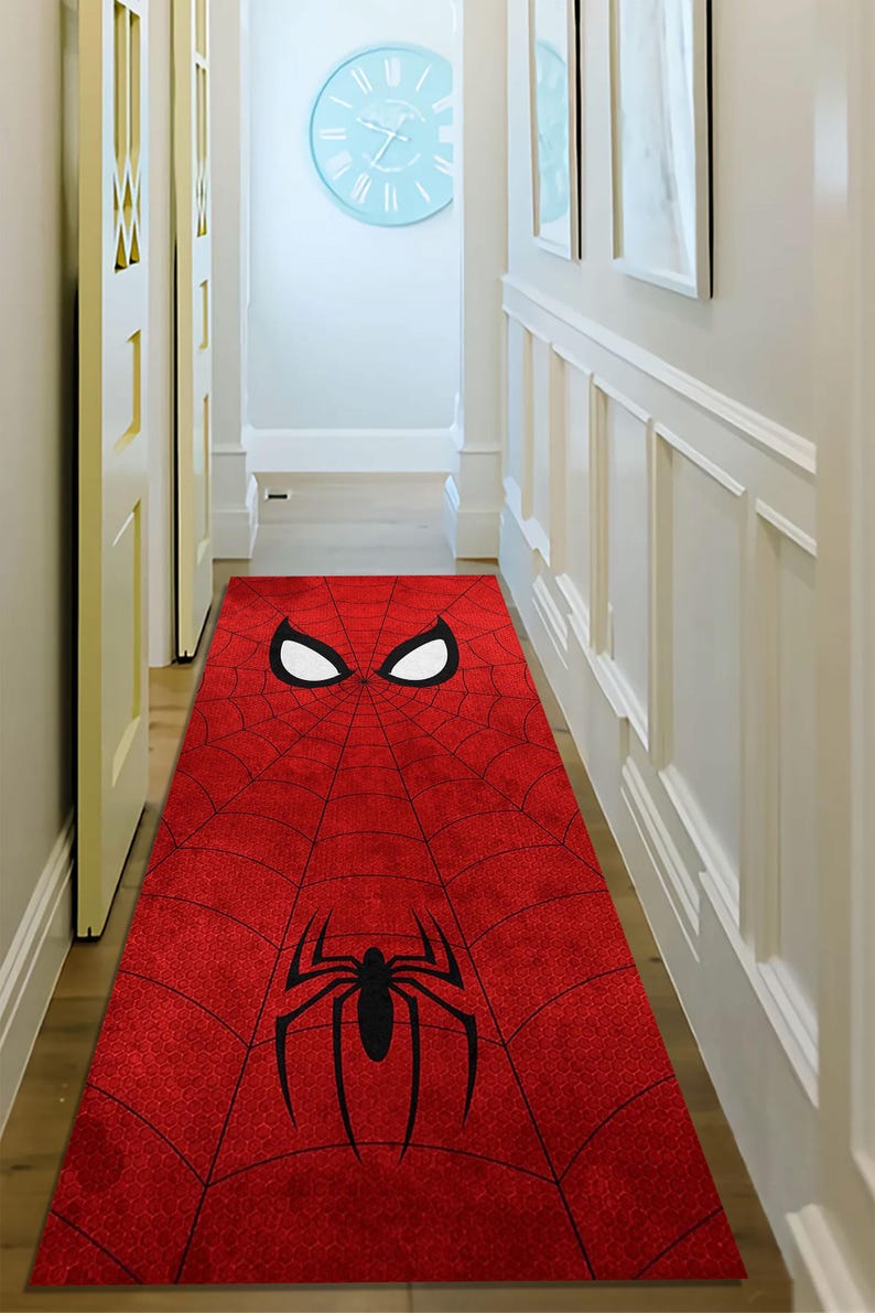 Spiderman Runner Rug: Red Spider Web, Boys Room Decor - Etsy