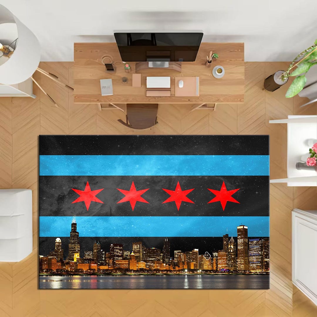 Chicago Flag Area Rug, Modern Outdoor Carpet, Washable Bamboo Rug ...