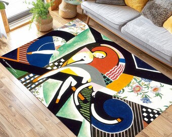 Henry Lyman's Thunderstorm Patterned Rug, Abstract Colorful Geometric Art Rug