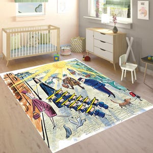 Madeline in paris,Madeline Ludwig Bemelmans,,children&#39;s gift,story arthome decor,bamboo rug,washable rug,anti-baterial,christmas gift rug