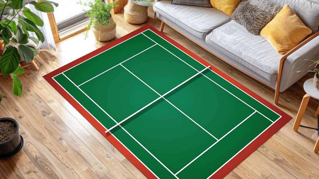 Tennis Court Bamboo Rug, Green Sport Fan Carpet, Tennis Club Floor Mat ...