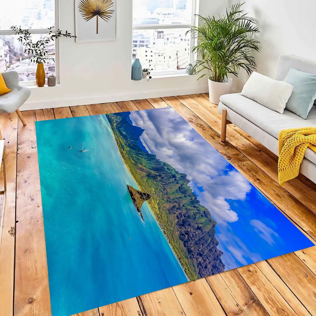 Mokoli Island Bamboo Rug: Oahu Hawaii Seascape Area Rug - Etsy