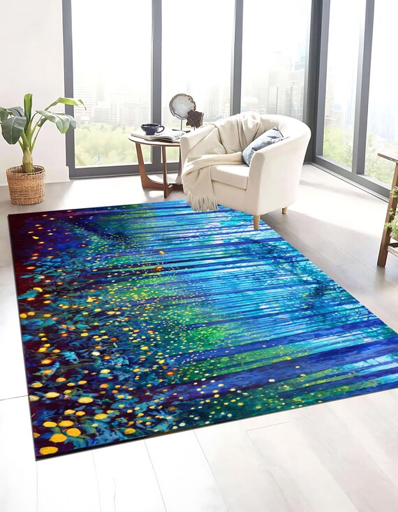 魔法の森のホタルラグ：ボヘミアン風滑り止め竹カーペット - Etsy 日本