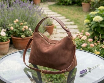 Bolso de hombro de gamuza vegana, bolso cruzado de gamuza sintética, bolso hobo suave y holgado, bolso de trabajo de lujo discreto, accesorio boho chic, regalo para el día a día XX