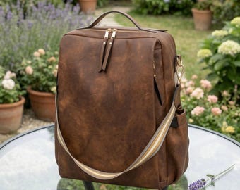 Mochila universitaria moderna y estética para mujer, mochila de cuero sintético, bolso antirrobo para portátil, bonita mochila escolar que cabe en tamaño A4, elegante mochila de viaje para estudiantes.