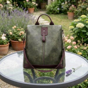 Mochila para mujer, color marrón, estilo vintage, de piel sintética, convertible en bolso de hombro, ideal para el trabajo, viajes o como regalo.